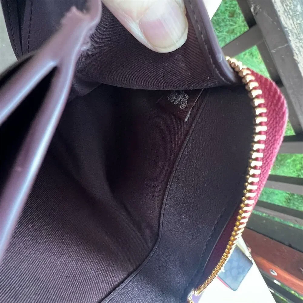 COACH Women's Medium Id Zip-Around Wallet Burgundy Pebbled Leather - Picture 8 of 8